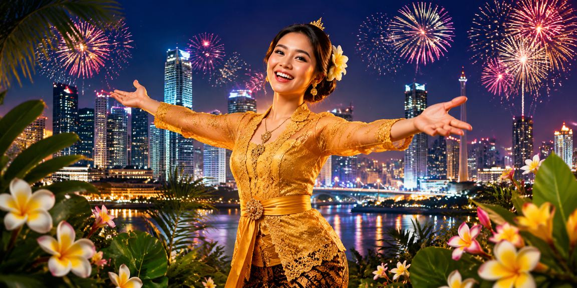 Suasana festival hiburan malam dengan permainan casino yang semarak dan penuh warna
